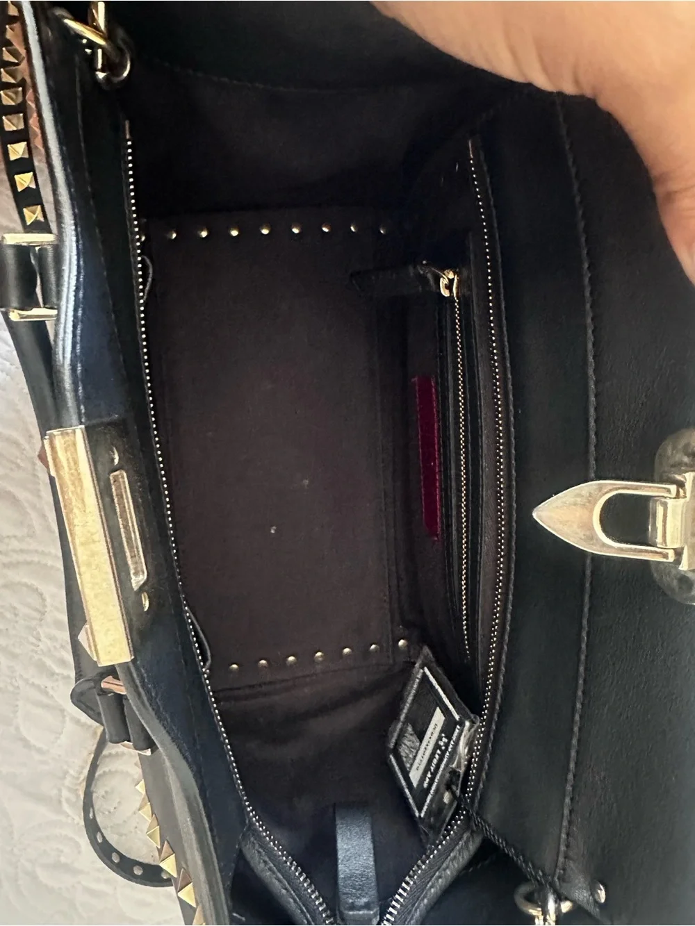 Valentino Garavani Black Leather Rockstud Purse